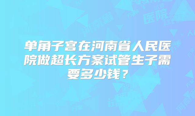 单角子宫在河南省人民医院做超长方案试管生子需要多少钱？