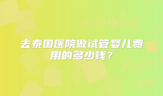 去泰国医院做试管婴儿费用的多少钱？