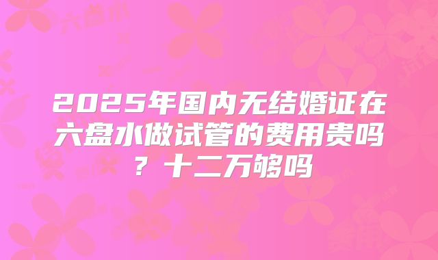 2025年国内无结婚证在六盘水做试管的费用贵吗?十二万够吗