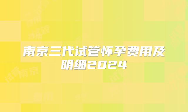 南京三代试管怀孕费用及明细2024