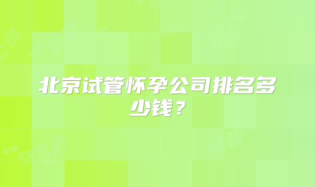 北京试管怀孕公司排名多少钱？
