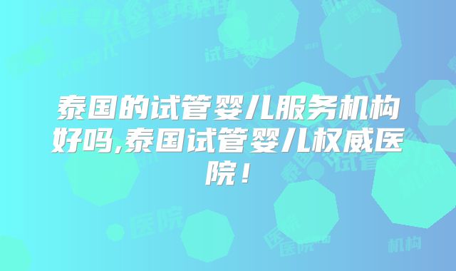 泰国的试管婴儿服务机构好吗,泰国试管婴儿权威医院!