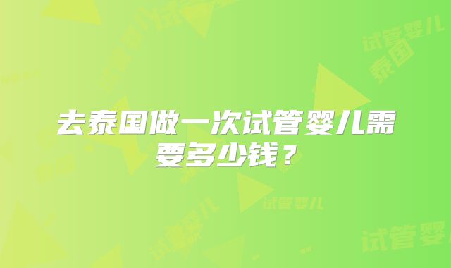 去泰国做一次试管婴儿需要多少钱?