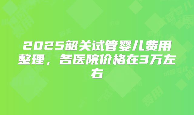 2025韶关试管婴儿费用整理，各医院价格在3万左右