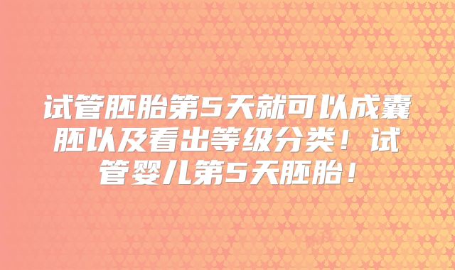试管胚胎第5天就可以成囊胚以及看出等级分类！试管婴儿第5天胚胎！