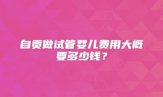 自贡做试管婴儿费用大概要多少钱？
