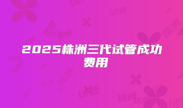 2025株洲三代试管成功 费用
