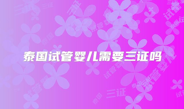 泰国试管婴儿需要三证吗