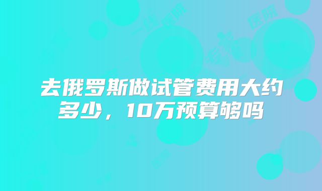 去俄罗斯做试管费用大约多少，10万预算够吗