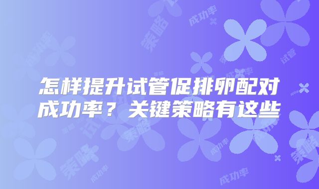 怎样提升试管促排卵配对成功率?关键策略有这些