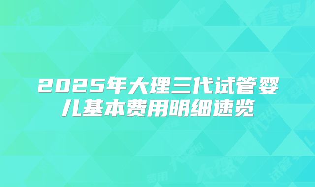 2025年大理三代试管婴儿基本费用明细速览