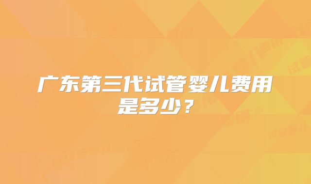 广东第三代试管婴儿费用是多少?