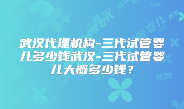 武汉代理机构-三代试管婴儿多少钱武汉-三代试管婴儿大概多少钱？