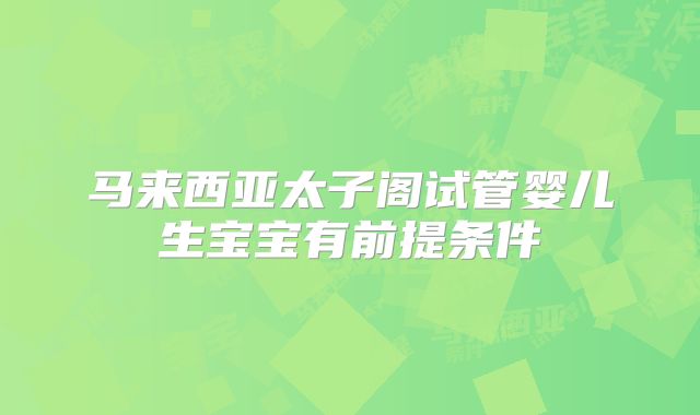 马来西亚太子阁试管婴儿生宝宝有前提条件