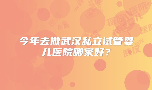 今年去做武汉私立试管婴儿医院哪家好？