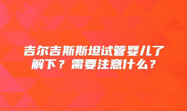 吉尔吉斯斯坦试管婴儿了解下？需要注意什么？