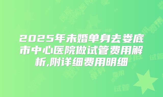 2025年未婚单身去娄底市中心医院做试管费用解析,附详细费用明细