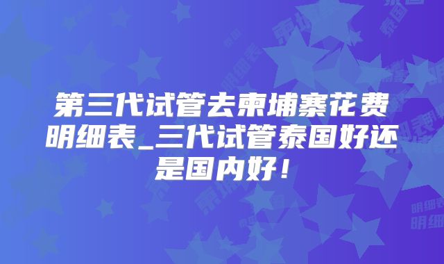 第三代试管去柬埔寨花费明细表_三代试管泰国好还是国内好！