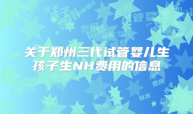 关于郑州三代试管婴儿生孩子生NH费用的信息