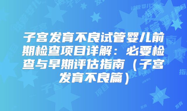 子宫发育不良试管婴儿前期检查项目详解:必要检查与早期评估指南(子宫发育不良篇)