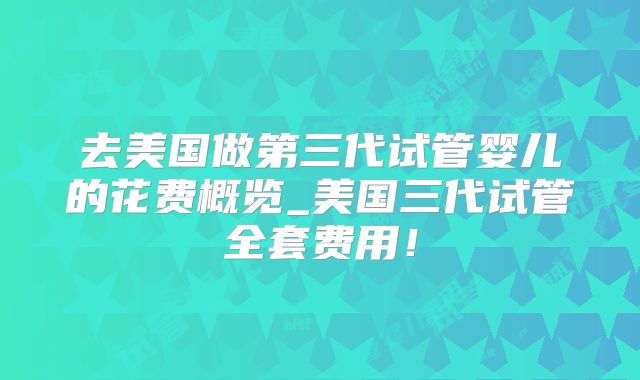 去美国做第三代试管婴儿的花费概览_美国三代试管全套费用！