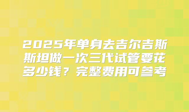 2025年单身去吉尔吉斯斯坦做一次三代试管要花多少钱?完整费用可参考