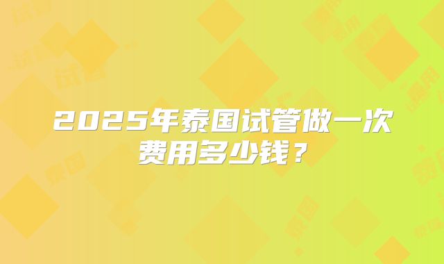 2025年泰国试管做一次费用多少钱？