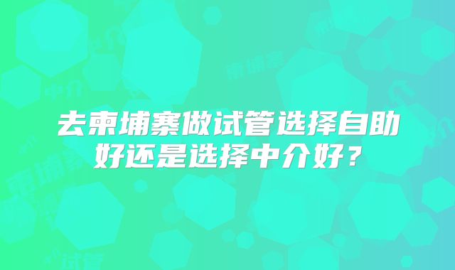 去柬埔寨做试管选择自助好还是选择中介好？