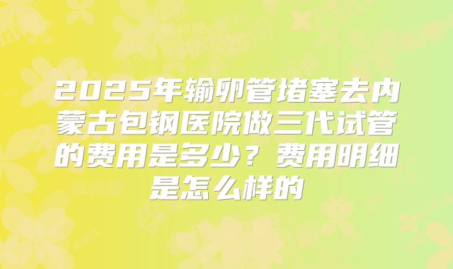 2025年输卵管堵塞去内蒙古包钢医院做三代试管的费用是多少？费用明细是怎么样的
