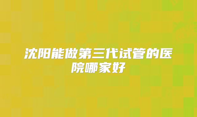 沈阳能做第三代试管的医院哪家好