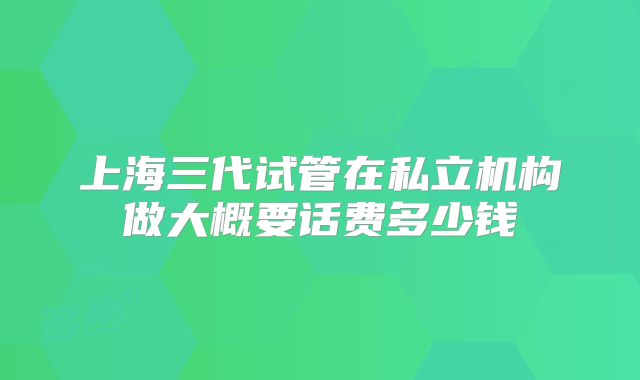 上海三代试管在私立机构做大概要话费多少钱