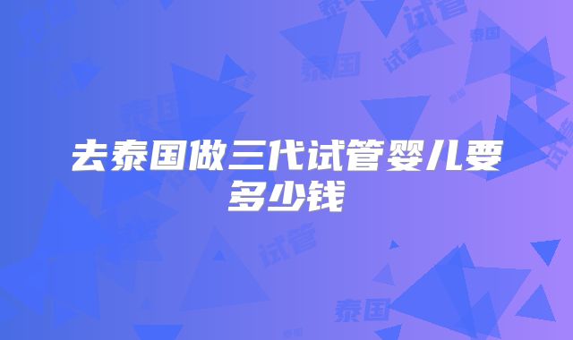去泰国做三代试管婴儿要多少钱
