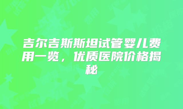 吉尔吉斯斯坦试管婴儿费用一览，优质医院价格揭秘