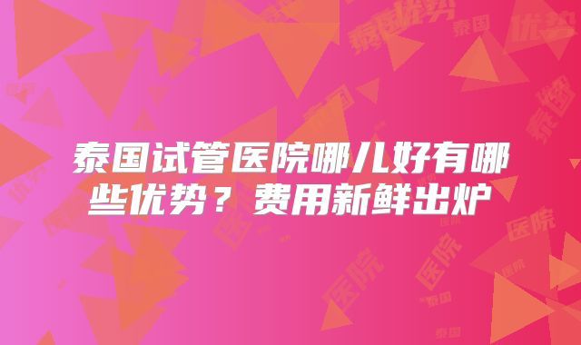 泰国试管医院哪儿好有哪些优势？费用新鲜出炉