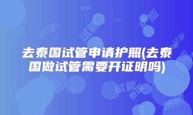 去泰国试管申请护照(去泰国做试管需要开证明吗)