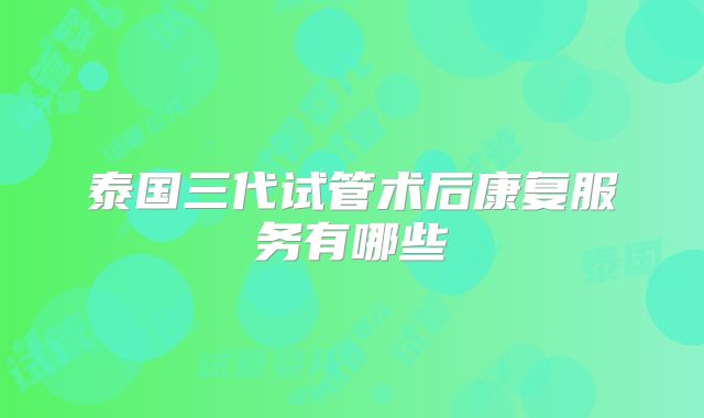 泰国三代试管术后康复服务有哪些