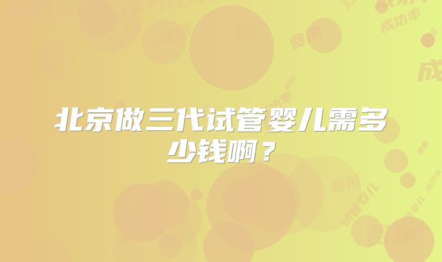 北京做三代试管婴儿需多少钱啊？
