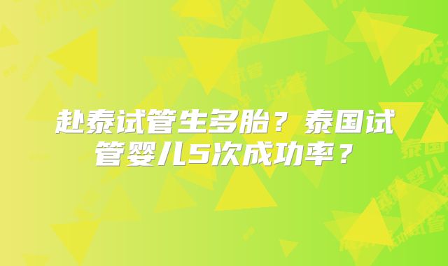 赴泰试管生多胎?泰国试管婴儿5次成功率?