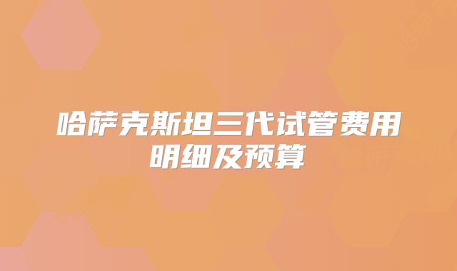 哈萨克斯坦三代试管费用明细及预算