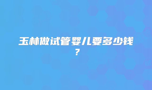 玉林做试管婴儿要多少钱？
