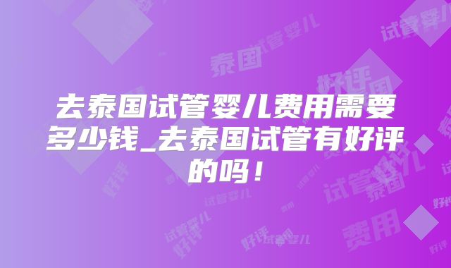 去泰国试管婴儿费用需要多少钱_去泰国试管有好评的吗！