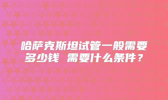 哈萨克斯坦试管一般需要多少钱 需要什么条件？