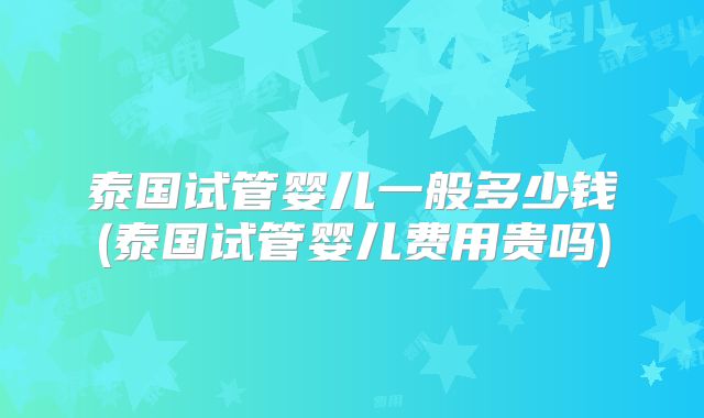 泰国试管婴儿一般多少钱(泰国试管婴儿费用贵吗)