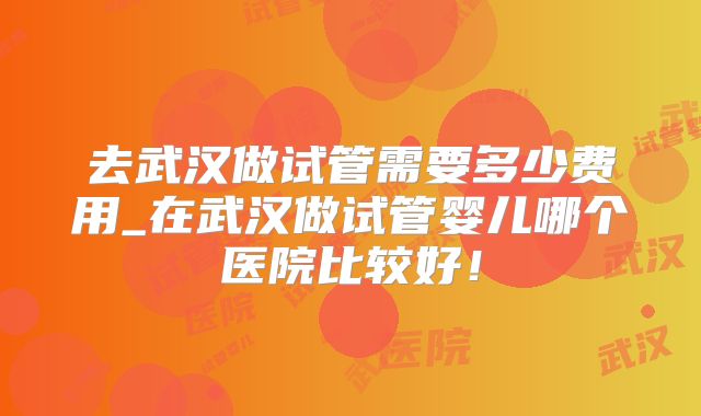 去武汉做试管需要多少费用_在武汉做试管婴儿哪个医院比较好！