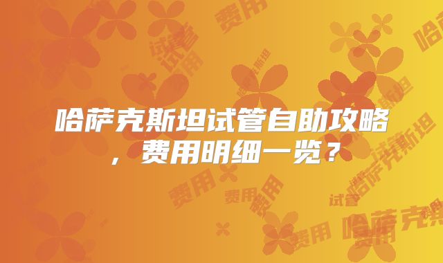 哈萨克斯坦试管自助攻略，费用明细一览？