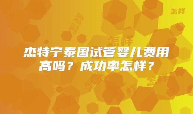 杰特宁泰国试管婴儿费用高吗?成功率怎样?