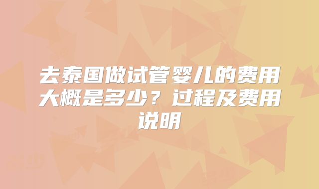 去泰国做试管婴儿的费用大概是多少？过程及费用说明