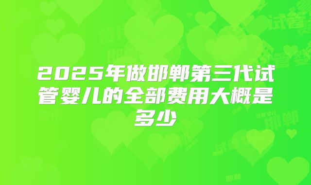 2025年做邯郸第三代试管婴儿的全部费用大概是多少