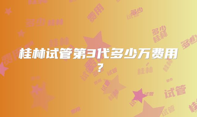 桂林试管第3代多少万费用？