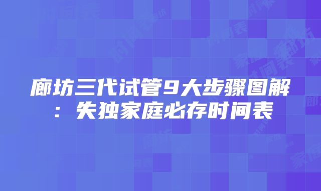 廊坊三代试管9大步骤图解：失独家庭必存时间表